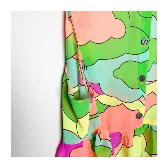 Nanette Lepore Neon Sheer Hi-low Tunic Keyhole Sz S NWOT Barbiecore - Picture 11 of 16